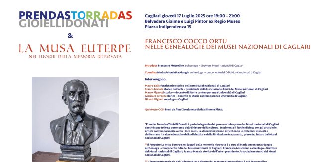 Prendas Torradas. Gioielli donati” e “La Musa Euterpe nei luoghi della memoria ritrovata” – giovedì 17 luglio